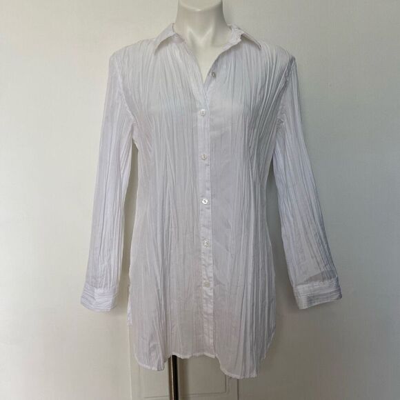 Chicos sz 2 white plisse button down - Picture 1 of 10